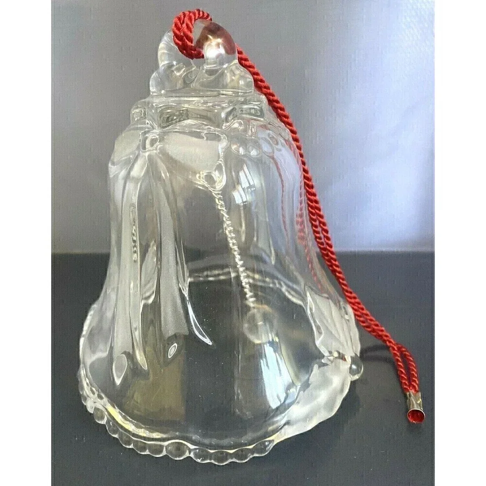 Hand Cut Crystal Bell Christmas Ornament Red Corded Bow German Home Beautiful